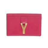 Saint Laurent YSL Pink Leather Y Cardholder Wallet
