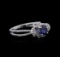 18KT White Gold 0.73 ctw Sapphire and Diamond Ring