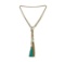 Double Leather Tassel Chain Necklace - Gold Plated