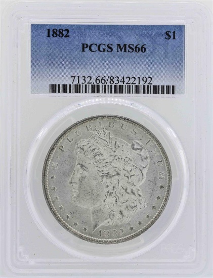 1882 $1 Morgan Silver Dollar Coin PCGS MS66