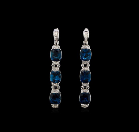 Crayola 21.00 ctw Blue Topaz and White Sapphire Earrings - .925 Silver