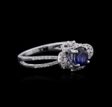 18KT White Gold 0.73 ctw Sapphire and Diamond Ring