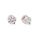 1.04 ctw Diamond Stud Earrings - 14KT White Gold