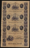 Uncut Sheet of $10 New Orleans Canal & Banking Company Obsolete Notes