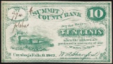 1862 Ten Cents Summit County Bank Obsolete Note