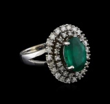 14KT White Gold 3.16 ctw Emerald and Diamond Ring