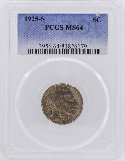 1925-S Buffalo Nickel Coin PCGS MS64