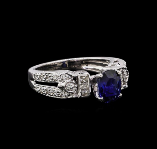 1.02 ctw Sapphire and Diamond Ring - 14KT White Gold