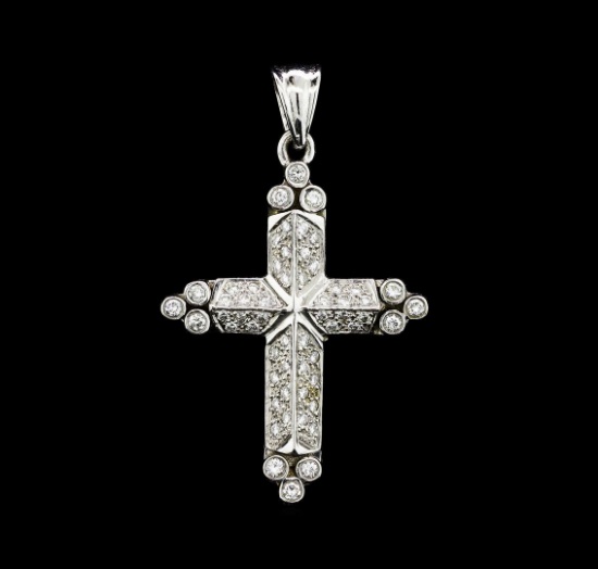 0.80 ctw Diamond Cross Pendant - 14KT White Gold