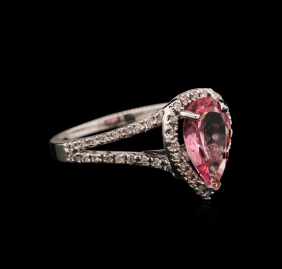 1.45 ctw Pink Tourmaline and Diamond Ring - 14KT White Gold