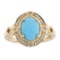 1.50 ctw Turquoise and Diamond Ring - 14KT Yellow Gold