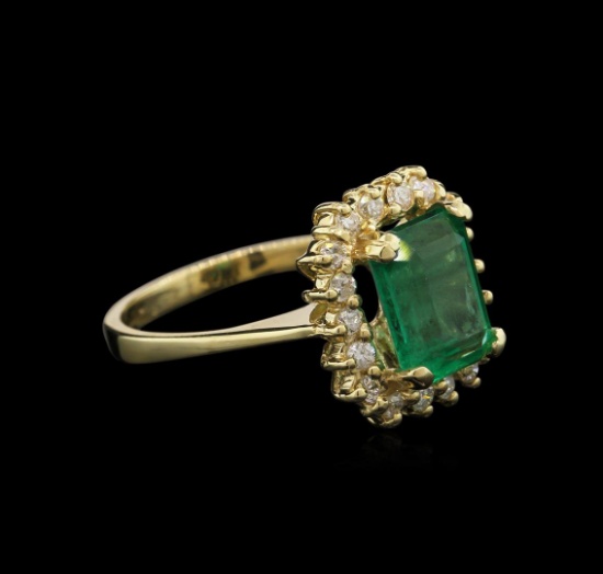 2.22 ctw Emerald and Diamond Ring - 14KT Yellow Gold