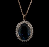 14KT Rose Gold 35.04 ctw Topaz and Diamond Pendant With Chain