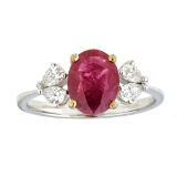 1.76 ctw Ruby and Diamond Ring - 18KT White and Yellow Gold