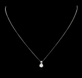 0.70 ctw Diamond Pendant And Chain - 14KT White Gold