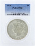 1928 $1 Peace Silver Dollar Coin PCGS MS64+
