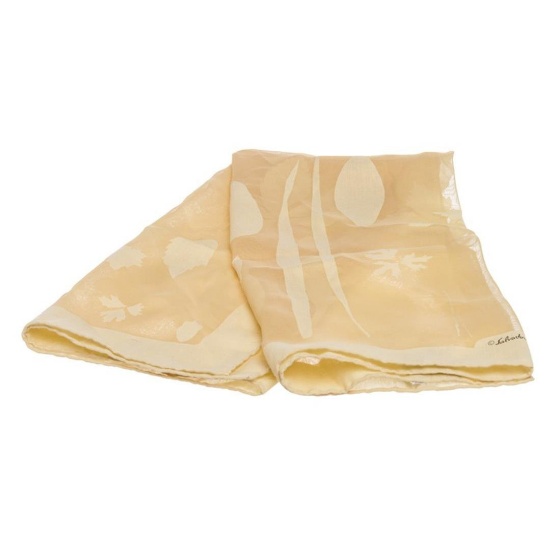 Salvatore Ferragamo Ivory Sheer Silk Print Scarf