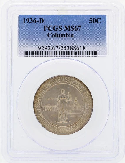 1936-D Columbia Commemorative Half Dollar Coin PCGS MS67