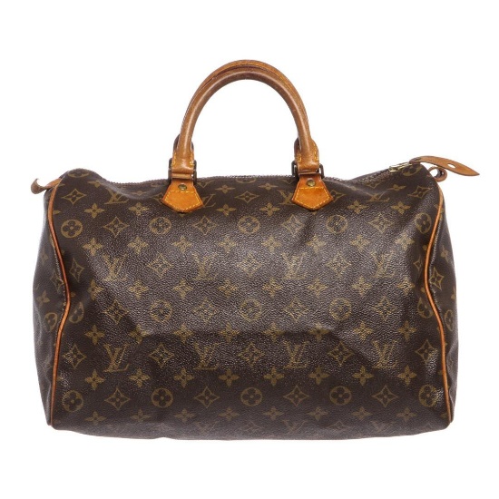 Louis Vuitton Monogram Canvas Leather Speedy 35 cm Bag