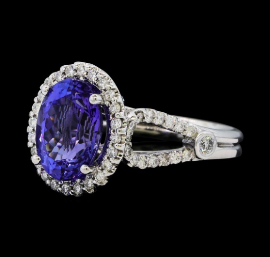 3.75 ctw Tanzanite and Diamond Ring - 14KT White Gold