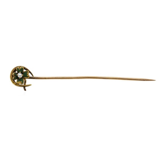 Pearl Stick Pin - 10KT Yellow Gold