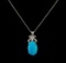4.78 ctw Turquoise and Diamond Pendant With Chain - 14KT White Gold