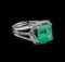 5.42 ctw Emerald and Diamond Ring - 14KT White Gold