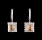 2.74 ctw Morganite and Diamond Earrings - 14KT White Gold