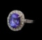 6.64 ctw Tanzanite and Diamond Ring - 14KT White Gold