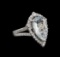 4.40 ctw Aquamarine and Diamond Ring - 14KT White Gold