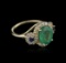 14KT Yellow Gold 3.06 ctw Emerald, Sapphire and Diamond Ring