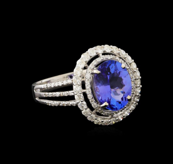 2.66 ctw Tanzanite and Diamond Ring - 14KT White Gold