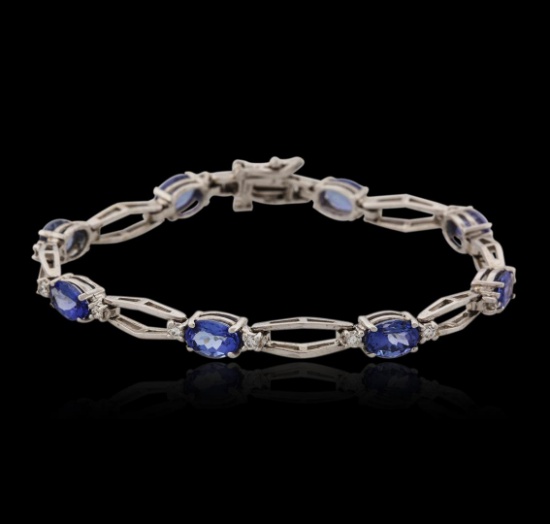 14KT White Gold 6.24 ctw Tanzanite and Diamond Bracelet