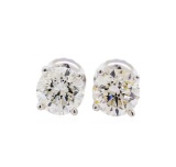 1.42 ctw Diamond Stud Earrings - 14KT White Gold