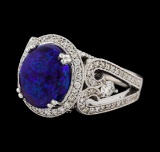 3.85 ctw Opal and Diamond Ring - 14KT White Gold