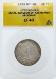 1753 Nepal Mohar Kingdom of Kathmandu Coin ANACS EF40