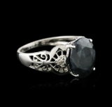 14KT White Gold 5.77 ctw Sapphire and Diamond Ring