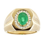 1.91 ctw Emerald and Diamond Ring - 14KT Yellow Gold