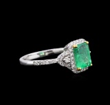 18KT White Gold 1.44 ctw Emerald and Diamond Ring