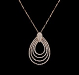 0.96 ctw Diamond Pendant With Chain - 14KT Rose Gold