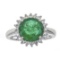 2.91 ctw Emerald and Diamond Ring - 18KT White Gold