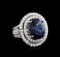 12.00 ctw Sapphire and Diamond Ring - 18KT White Gold GIA Certified