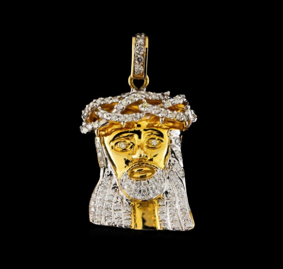 1.10 ctw Diamond Jesus Pendant - 10KT Yellow Gold