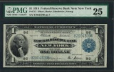 1918 $1 Federal Reserve Bank Note New York Fr.713 PMG Very Fine 25