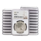 Lot of (20) 1923 $1 Peace Silver Dollar Coin NGC MS64