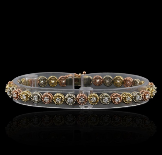 1.65 ctw Diamond Bracelet - 14KT Tri Color Gold