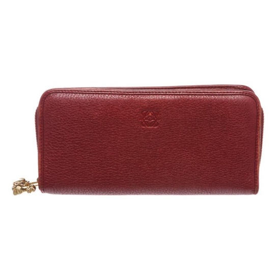 Loewe Red Leather Limited Edition Year of the Dragon Zip Around Long Wallet