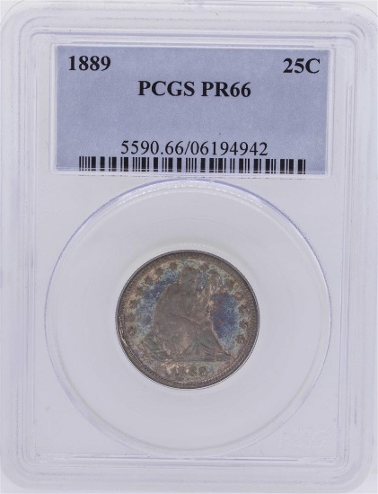 1889 Liberty Quarter Dollar Coin PCGS PR66