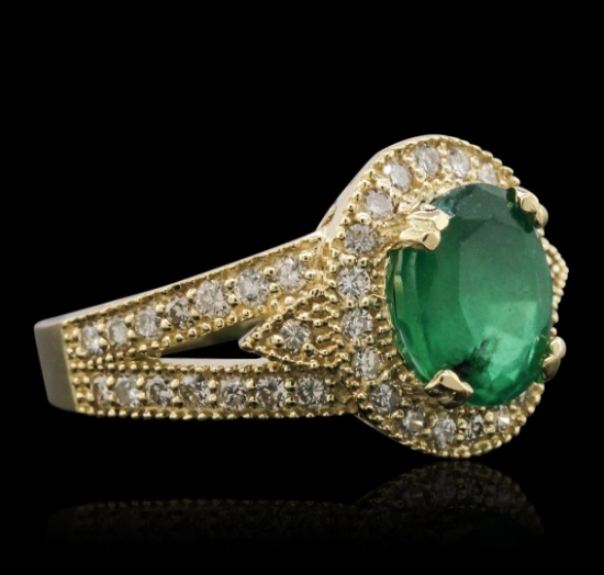 14KT Yellow Gold 2.05 ctw Emerald and Diamond Ring