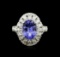 14KT White Gold 3.47 ctw Tanzanite and Diamond Ring